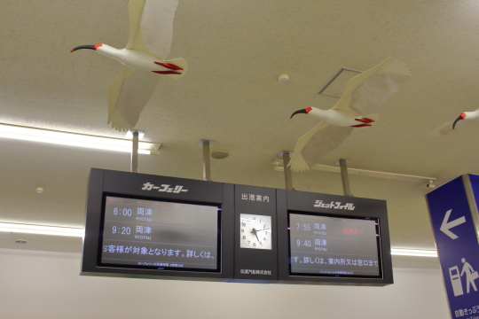 佐渡汽船に飾ってあるトキ