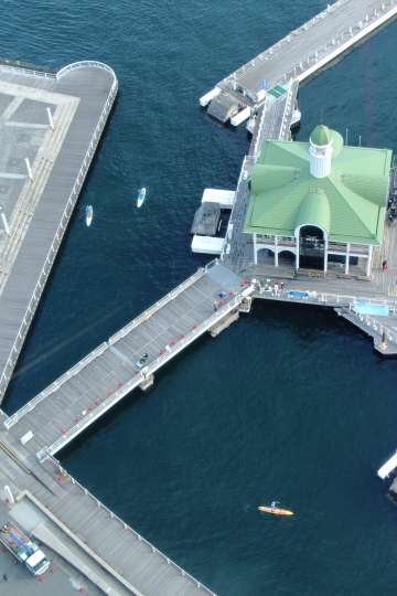 横浜ぷかり桟橋でパドルボード